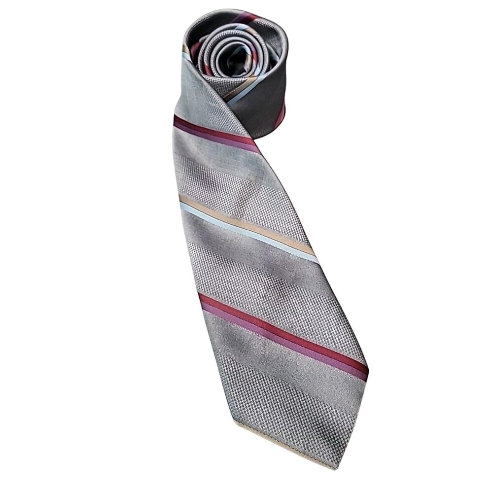 VTG Michael Reed Silver Striped Tie Heritage Mod Classic
